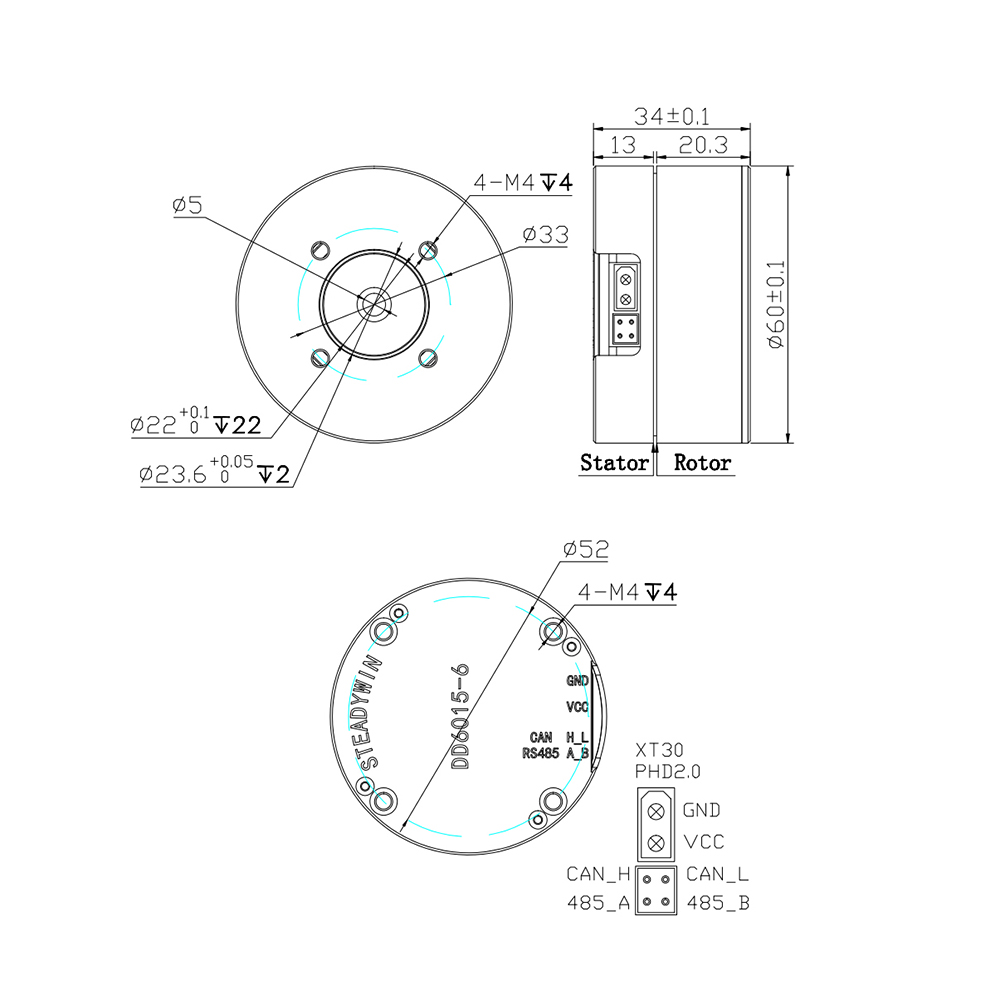 Direct Drive Servo Motor Robotics - محرك سيرفو مباشر DD6015 - جيمبال،